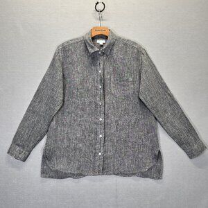 J Jill Love Linen Shirt Women"s Gray Button Down Top Size XS